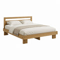 Cadre de lit double en bois massif couleur chêne 160 x 200 cm