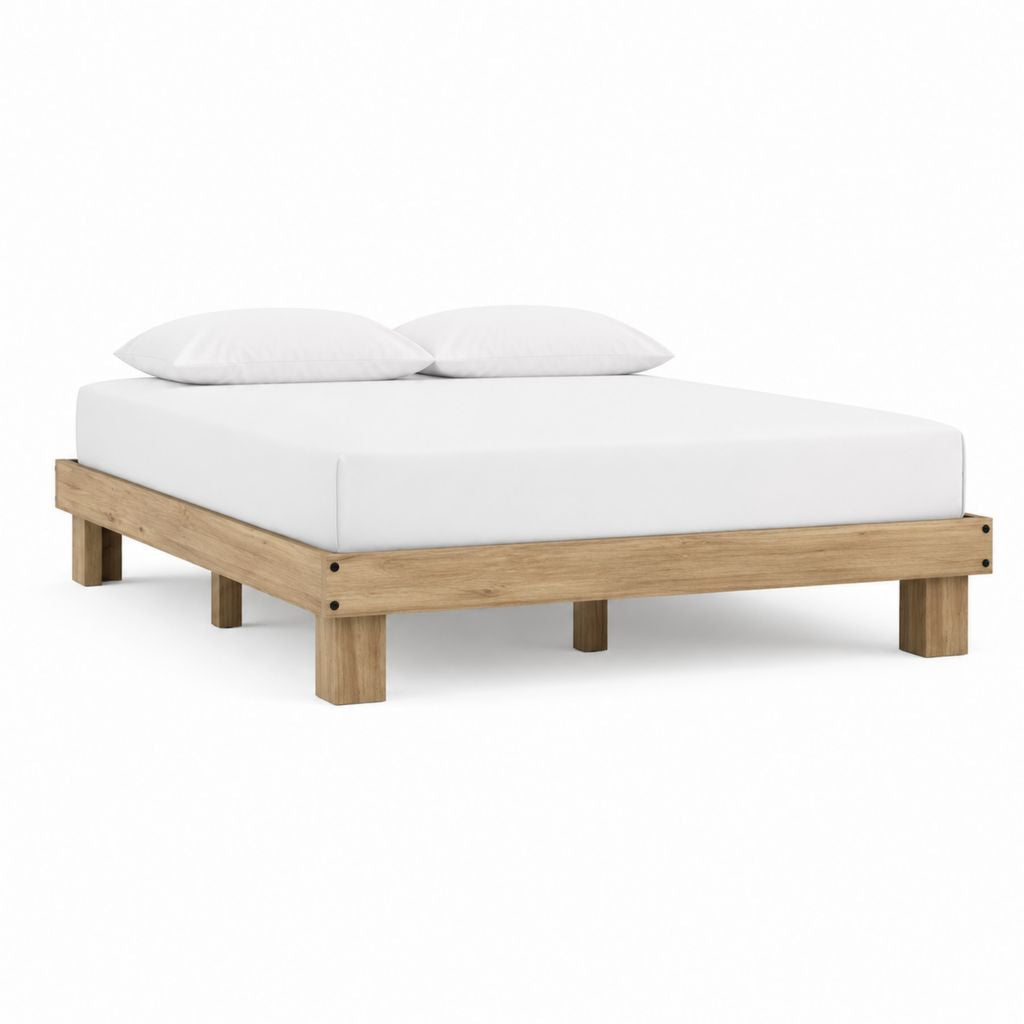 Lit double 160 x 200 cm en bois massif naturel