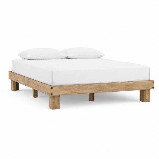Lit double 160 x 200 cm en bois massif naturel