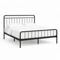 Cadre de lit double noir en acier 140 x 190 cm avec tête et pied de lit