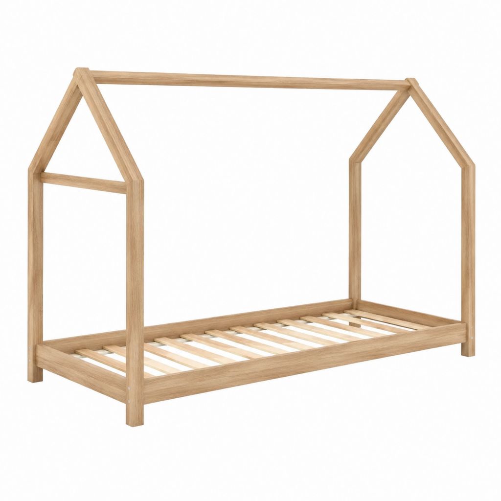 Lit cabane enfant cadre de lit en pin massif naturel 90 x 190 cm