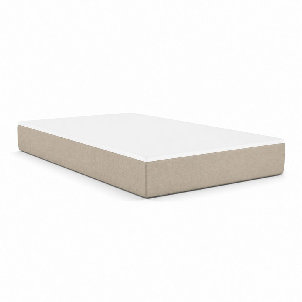 Ensemble sommier tapissier rectangulaire beige avec matelas blanc 160 x 200 cm