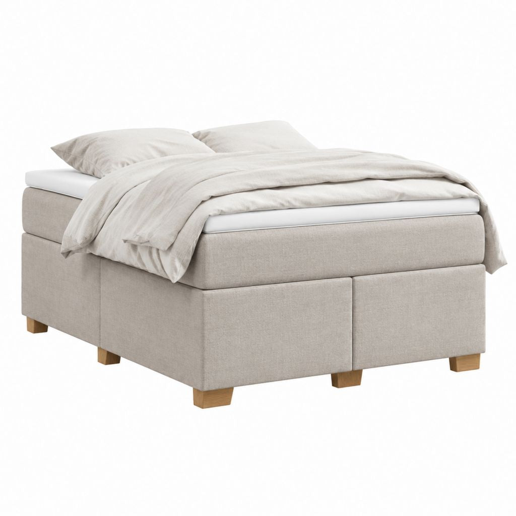 Lit boxspring beige en polyester 160 x 200 cm avec matelas