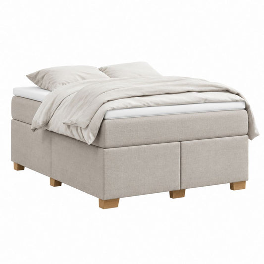 Lit boxspring beige en polyester 160 x 200 cm avec matelas