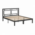 Cadre de lit double 140 x 190 cm noir en acier avec sommier à lattes en peuplier